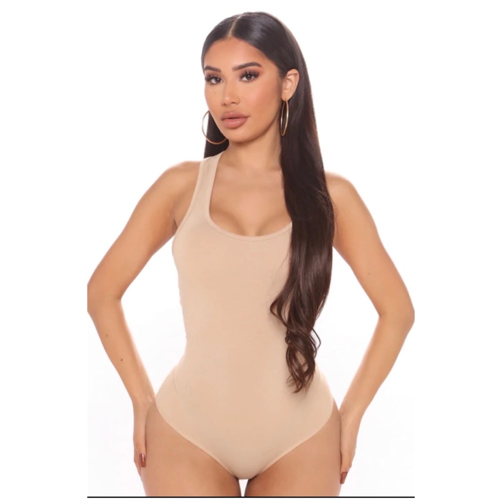 Fashion nova divine basic tank bodysuit-khaki